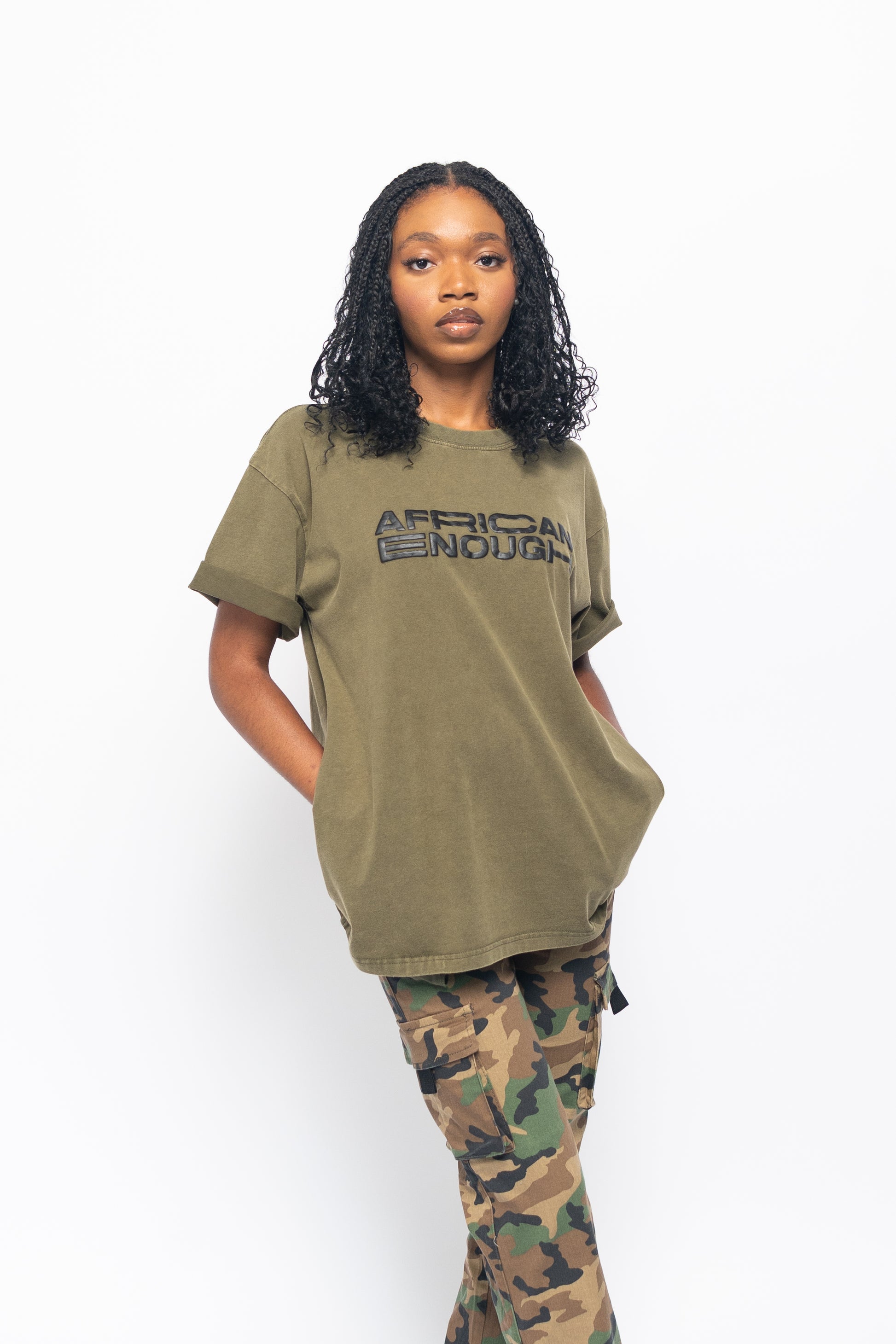 African Enough Vintage Tee – Military-Inspired Design