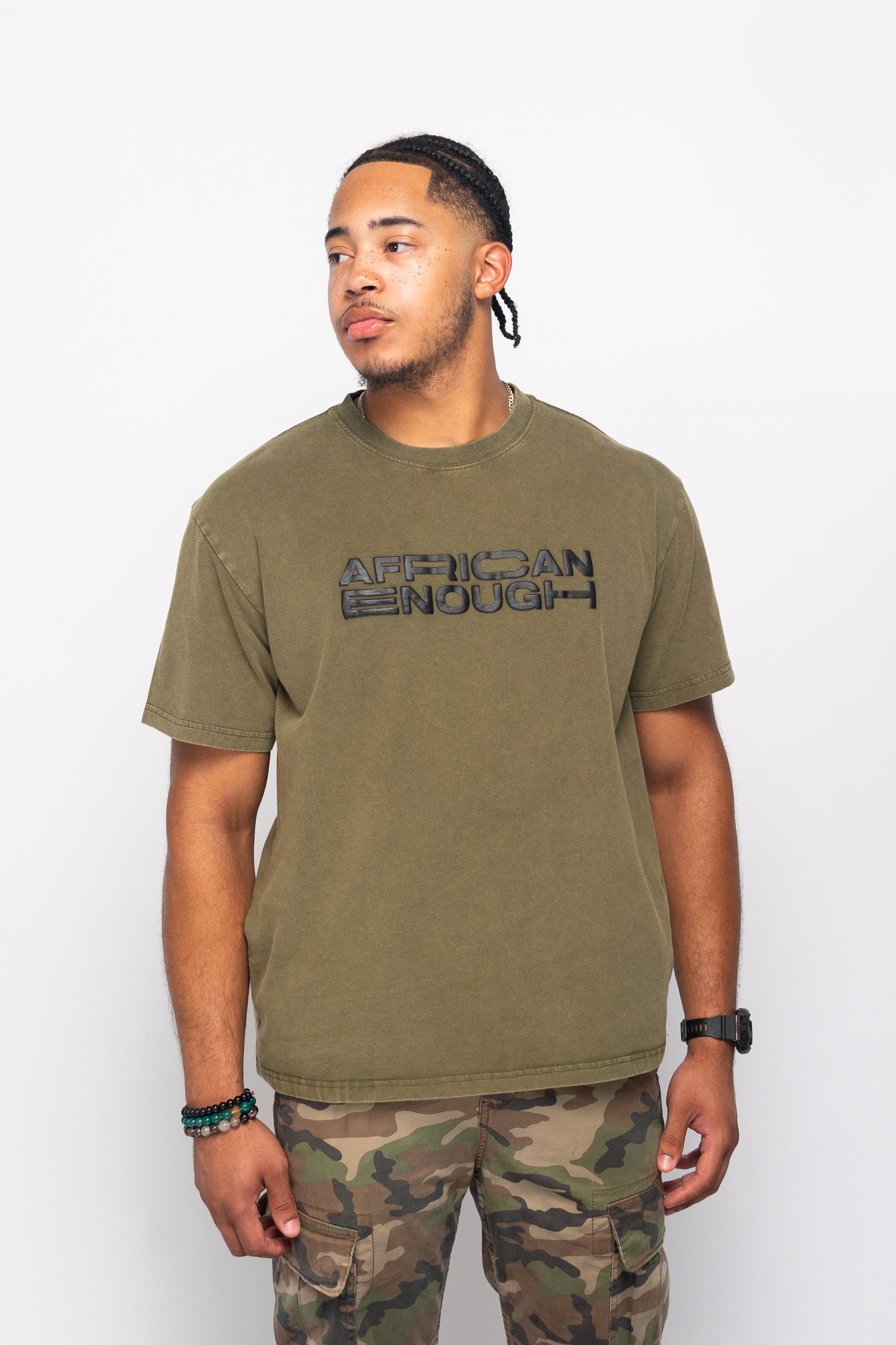 African Enough Vintage Tee – Military-Inspired Design