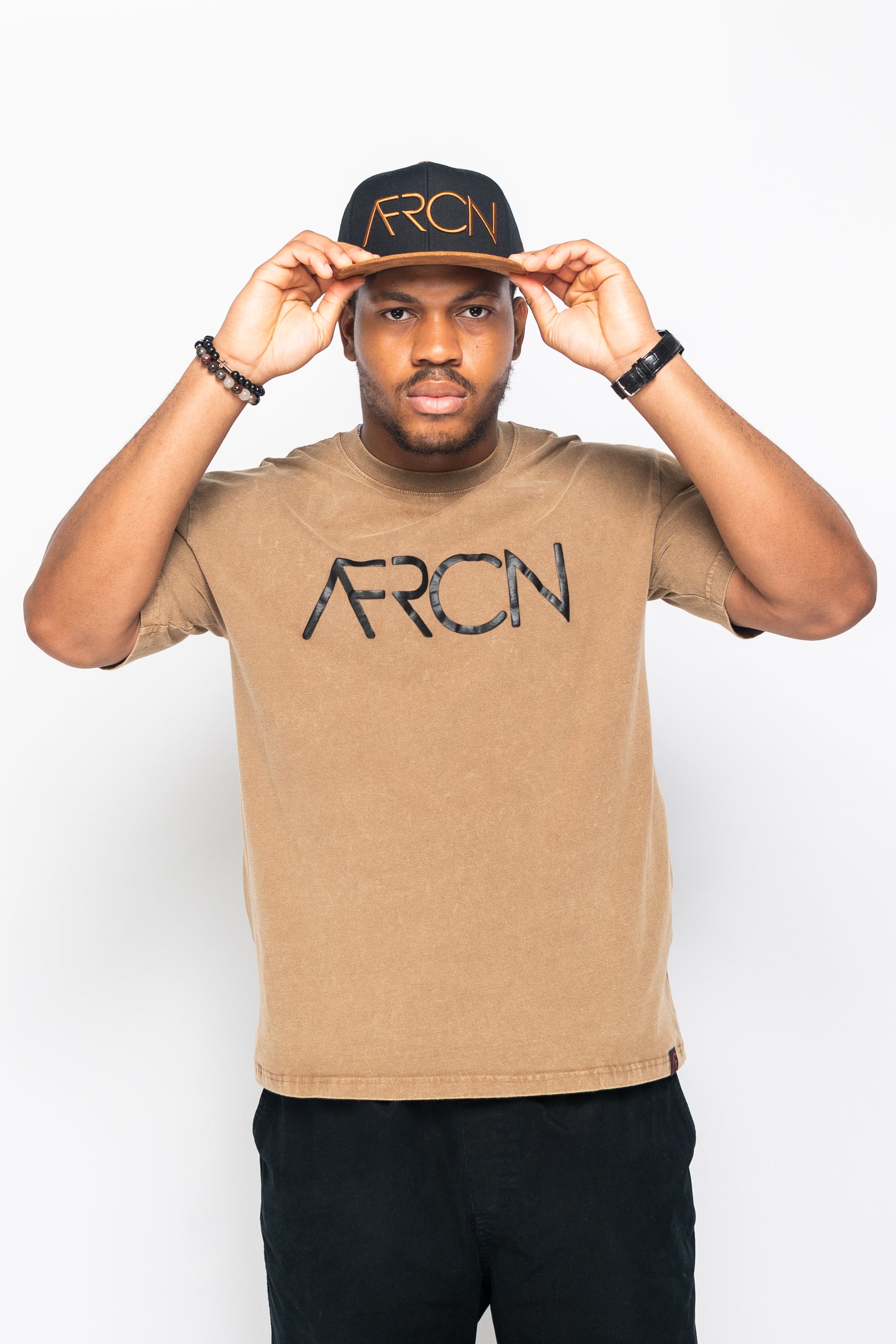 AFRCN Suede Brim Snapback Hat – Sahara-Inspired Design